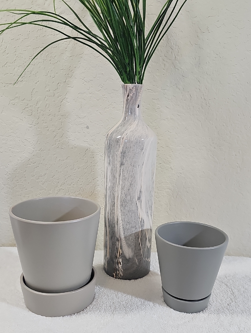 New Set Of 2 Gray Planters Indoor Outdoor Garden Plants Succulents.